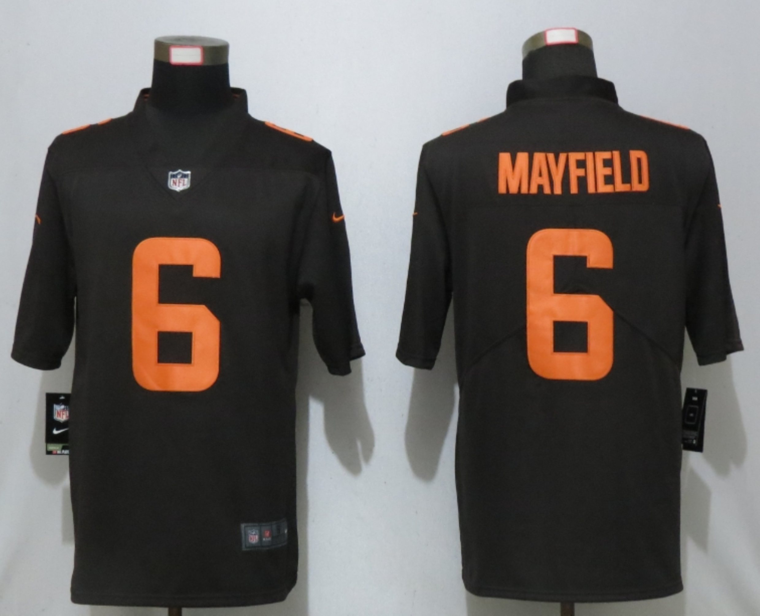 Men New Nike Cleveland Browns #6 Mayfield Brown lternate Vapor Limited Jersey